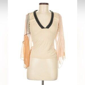 VTG 90 2000 y2k Silk Sheer Sleeves Velvet Whimsagoth Beaded Fairy Top Practical